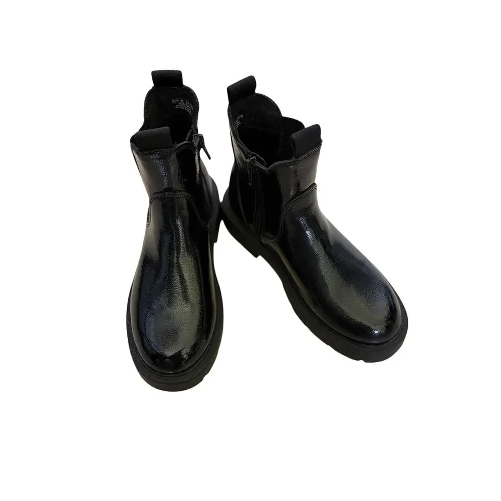Zara Kids Patent Leather Zip Boots - Black - Size EU 34 US 2.5